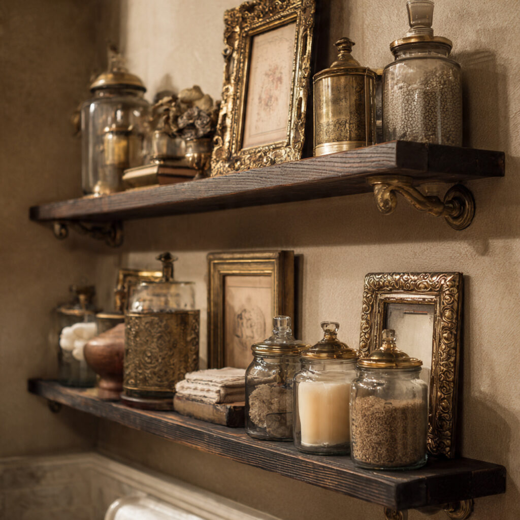 25 Bathroom Shelf Decor Ideas to Refresh Your Space Instantly 16 Vintage Touches