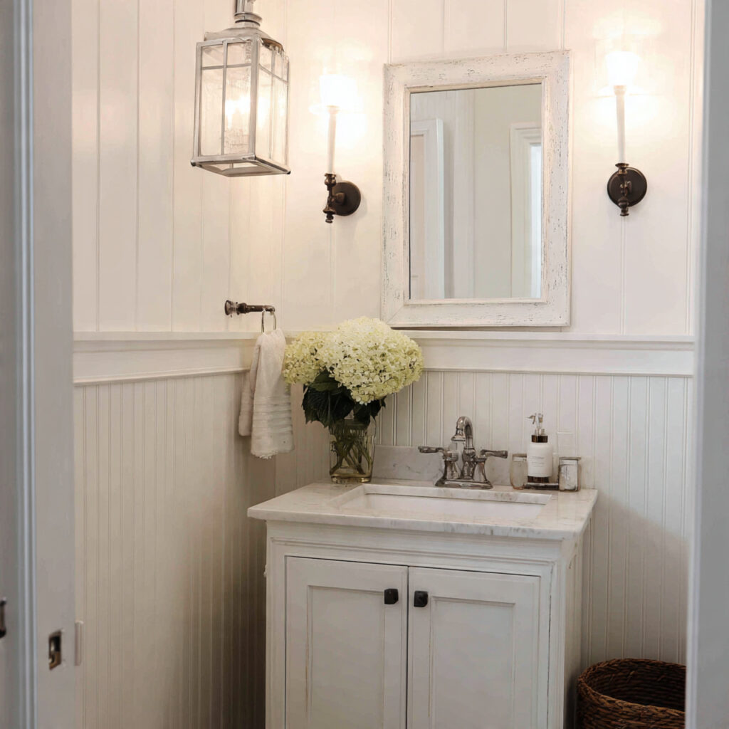 25 Stunning Powder Room Makeover Ideas to Transform Your Small Space 20 Wainscoting or Shiplap