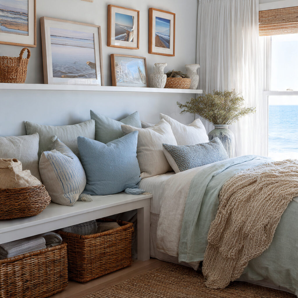 25 Beachy Bedroom Ideas to Create a Calm, Coastal Escape at Home 15 Wicker Storage Baskets