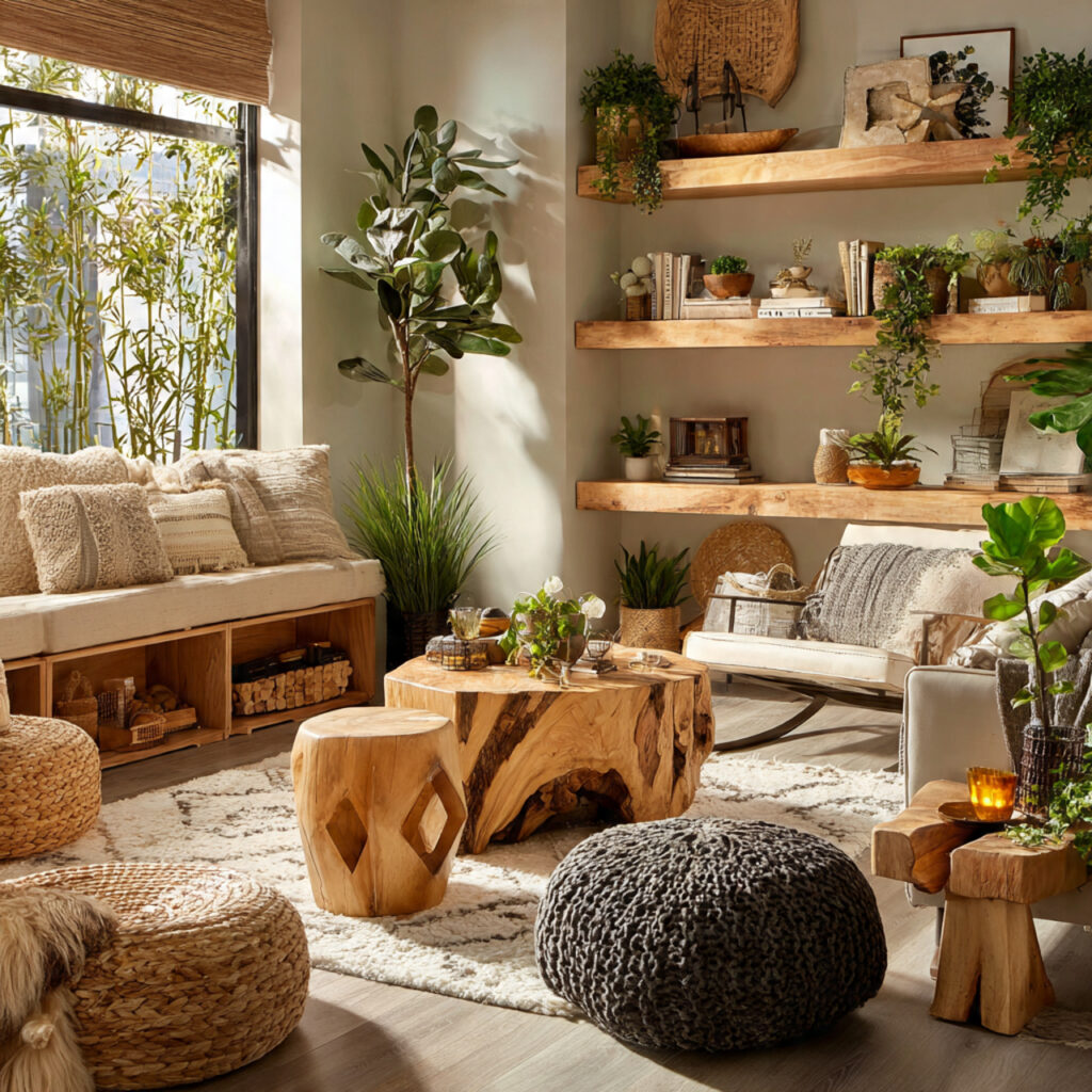 24 Boho Living Room Ideas for a Cozy, Stylish & Creative Home Space 15 Wood Accents for Natural Warmth