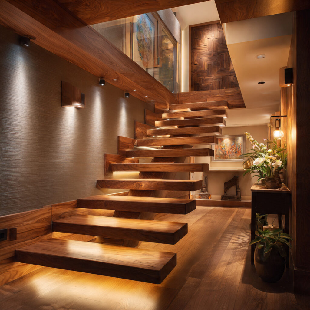 22 Stunning Floating Staircase Ideas for a Sleek, Open Interior 15 Wood for Warmth and Character
