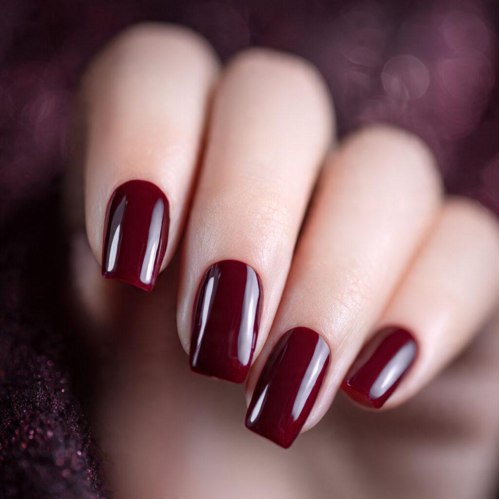 Square Burgundy Nails