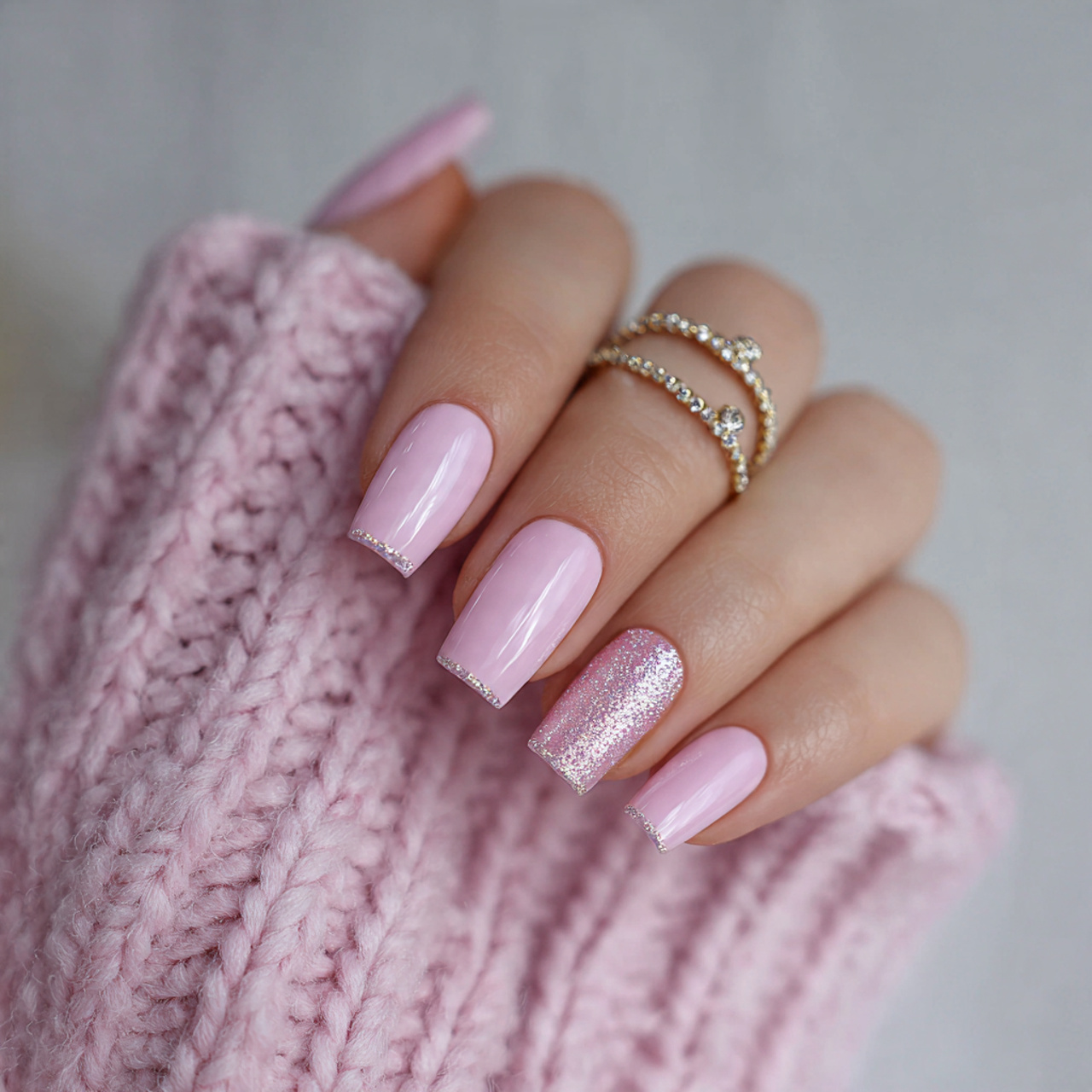 Pink Square Acrylic Nails