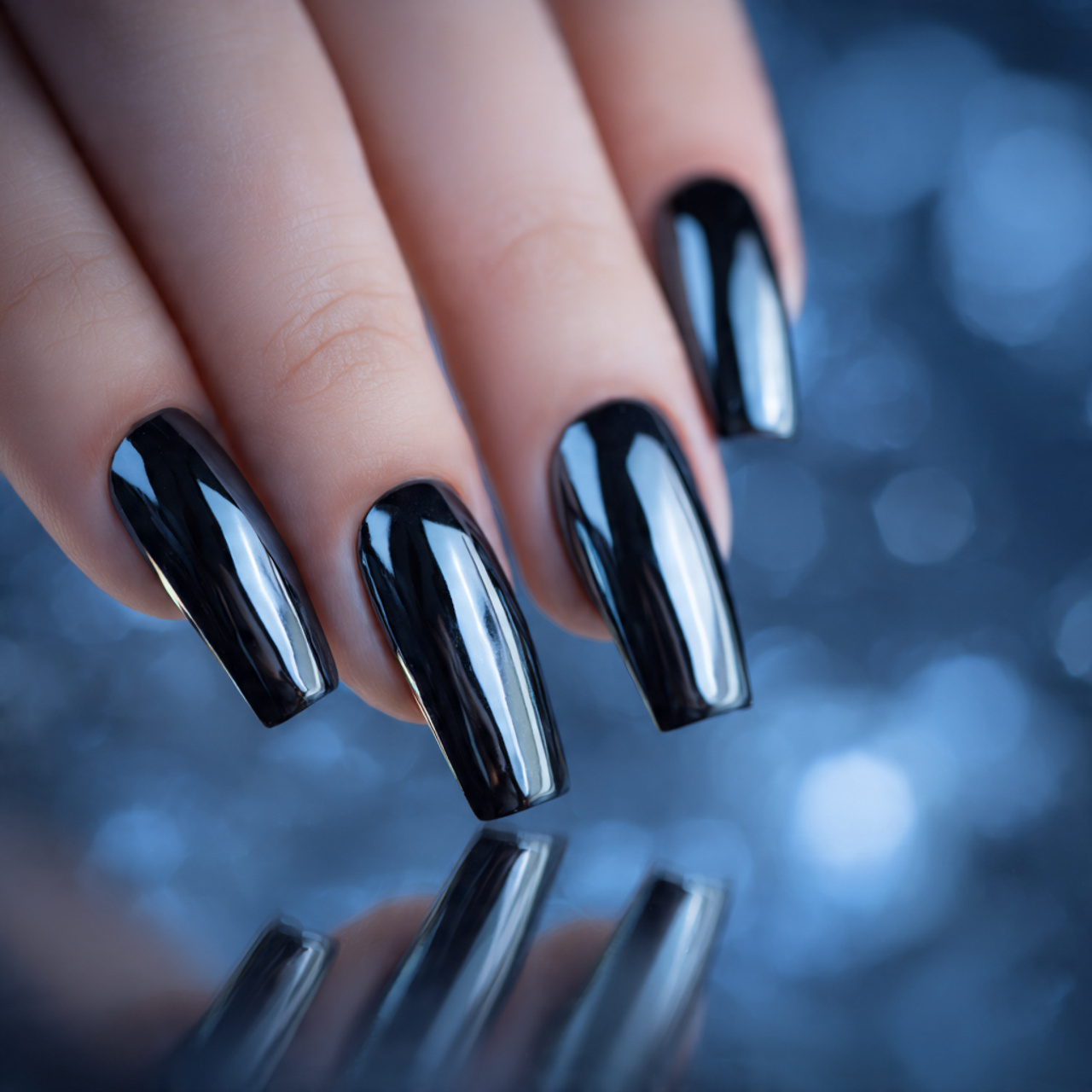 Black Coffin Nails: 18 Stunning Designs You Need to Try in 2026 9 Black Coffin Nails With Chrome