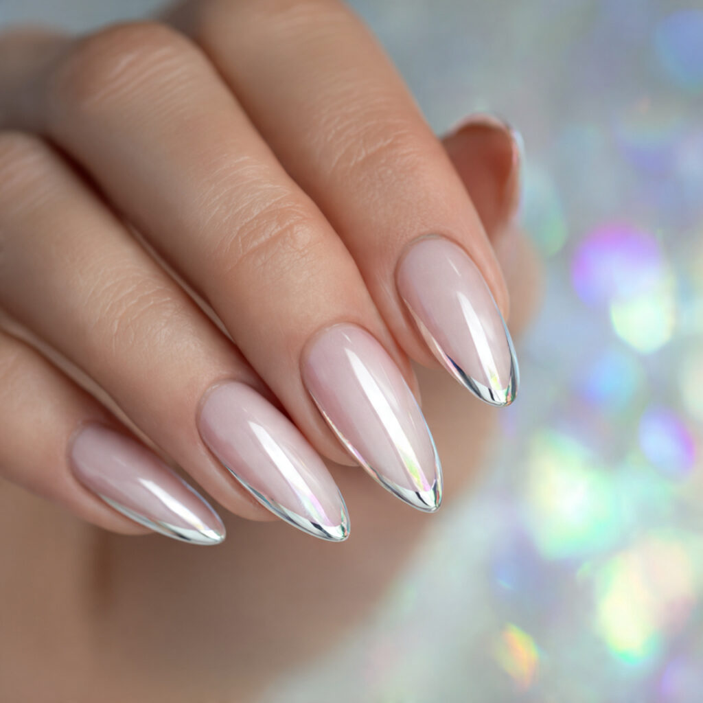 Chrome Almond French Nails