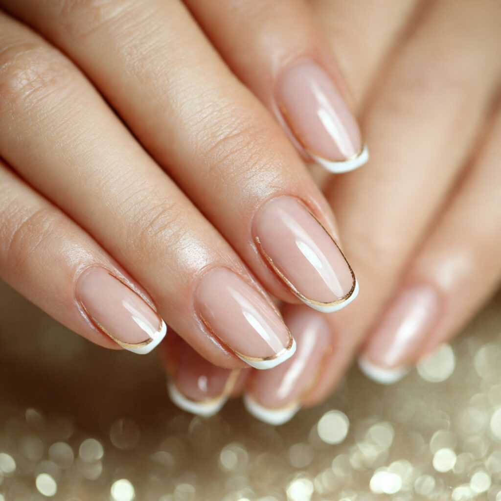 Double Line Almond French Nails