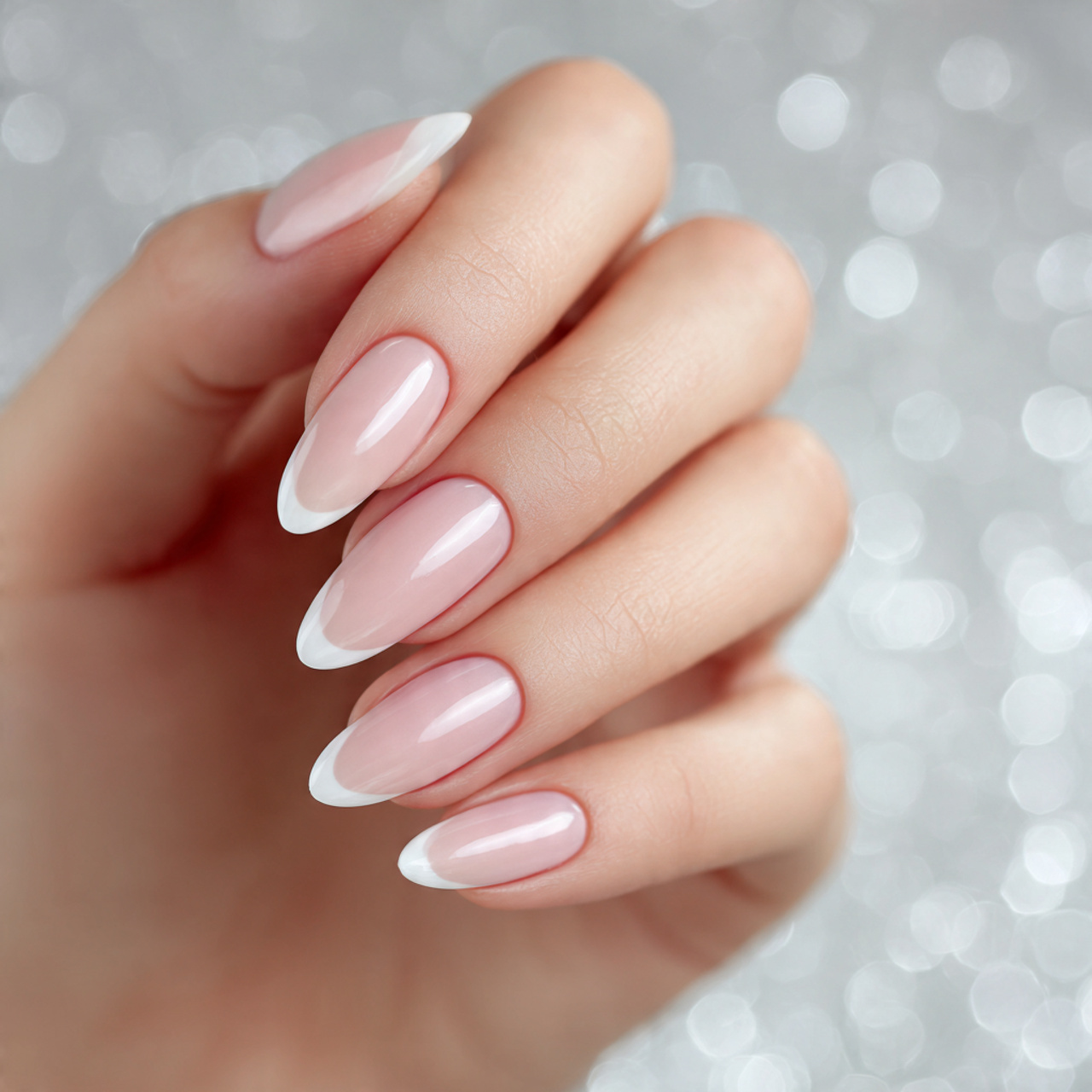 French Tip Almond Acrylic Nails