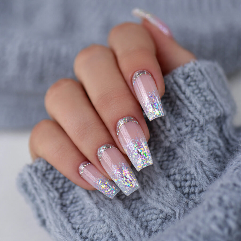Glitter Accent Coffin Nails