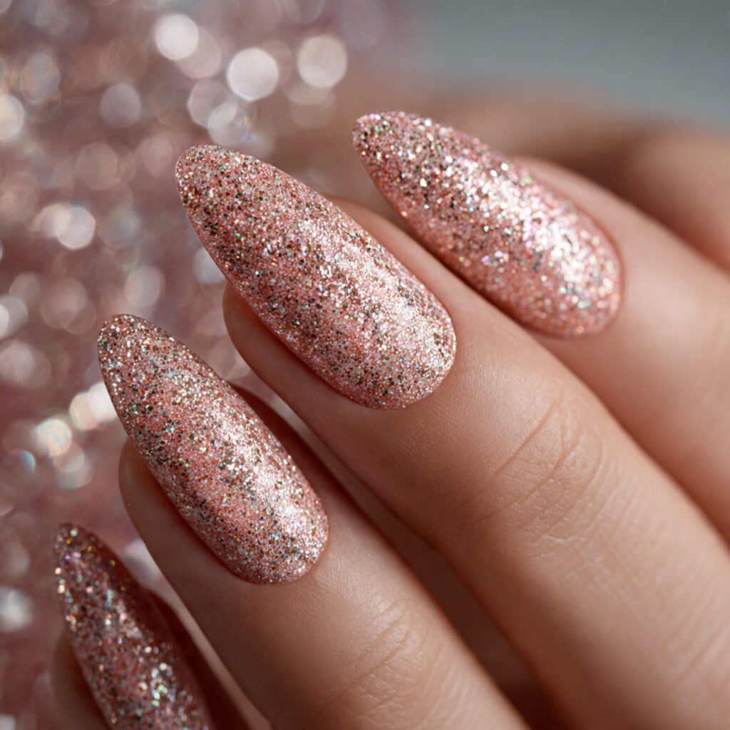 Glitter Almond Acrylic Nails