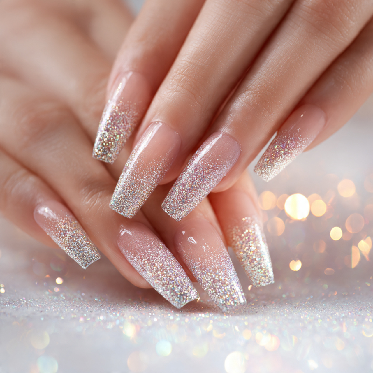 18 Gorgeous Coffin Shape Nails Ideas for a Bold Stylish Look 9 Glitter Coffin Shape Nails