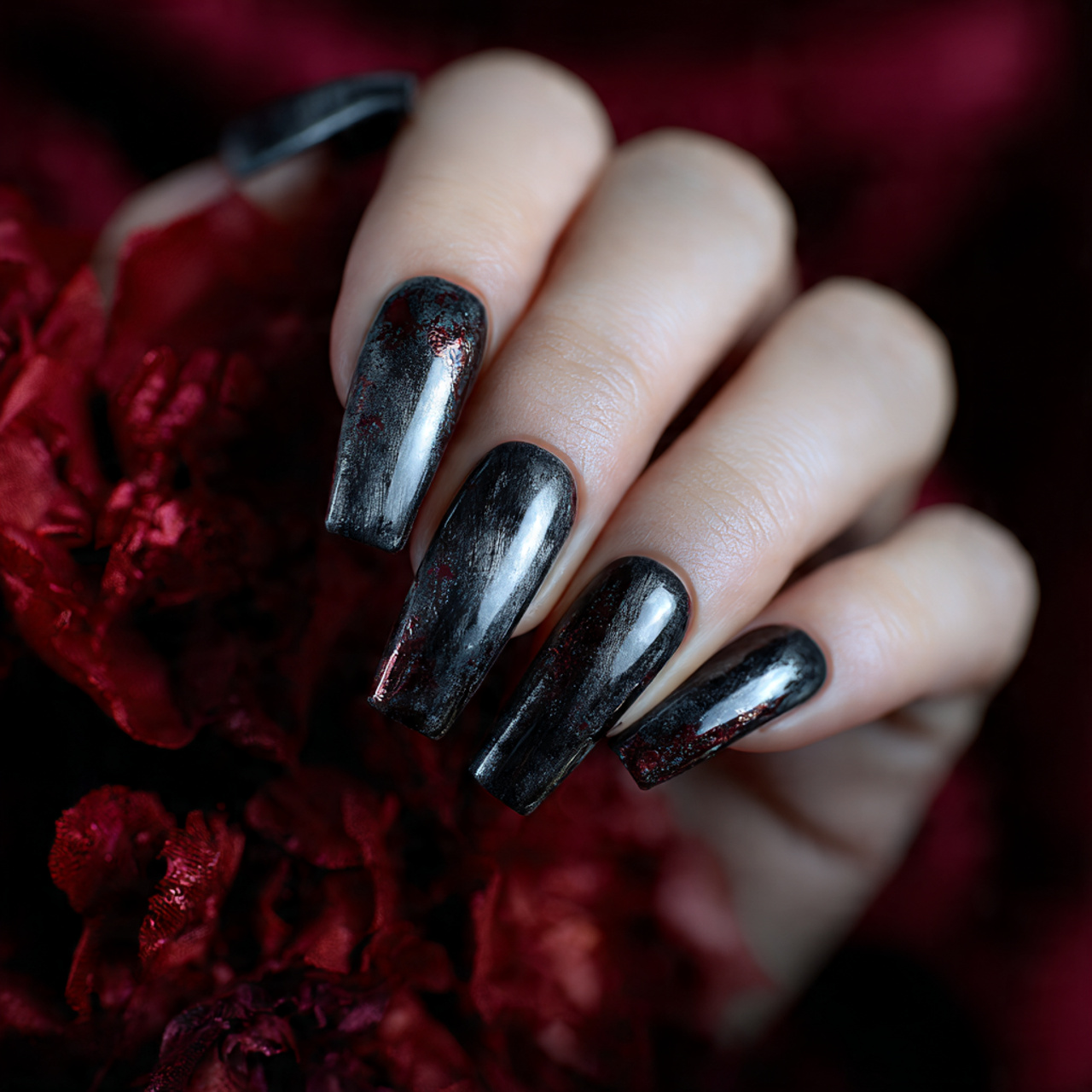 Black Coffin Nails: 18 Stunning Designs You Need to Try in 2026 13 Gothic Black Coffin Nails
