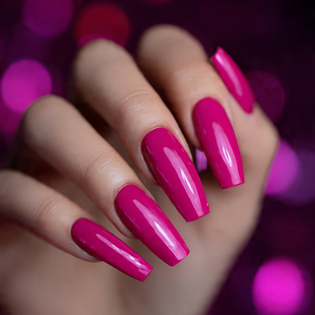 Hot Pink Coffin Nails