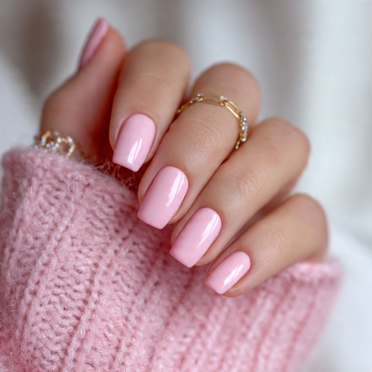 Light Pink Square Nails