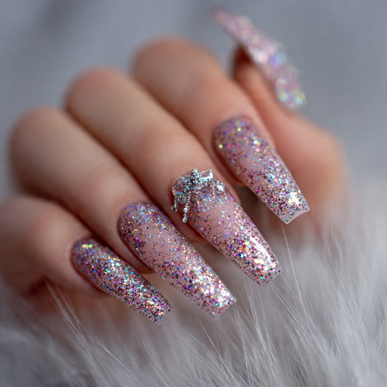 Long Coffin Nails: 18 Stunning Designs, Trends & Style Ideas 10 Long Glitter Coffin Nails