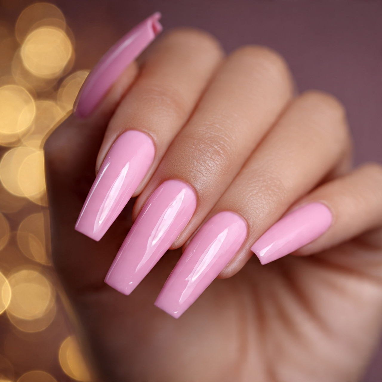 Long Pink Coffin Nails