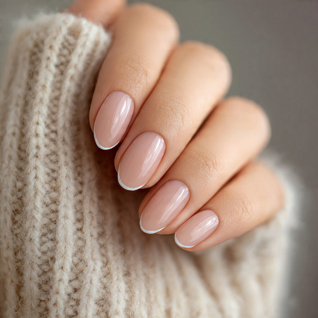 Nude Almond French Nails