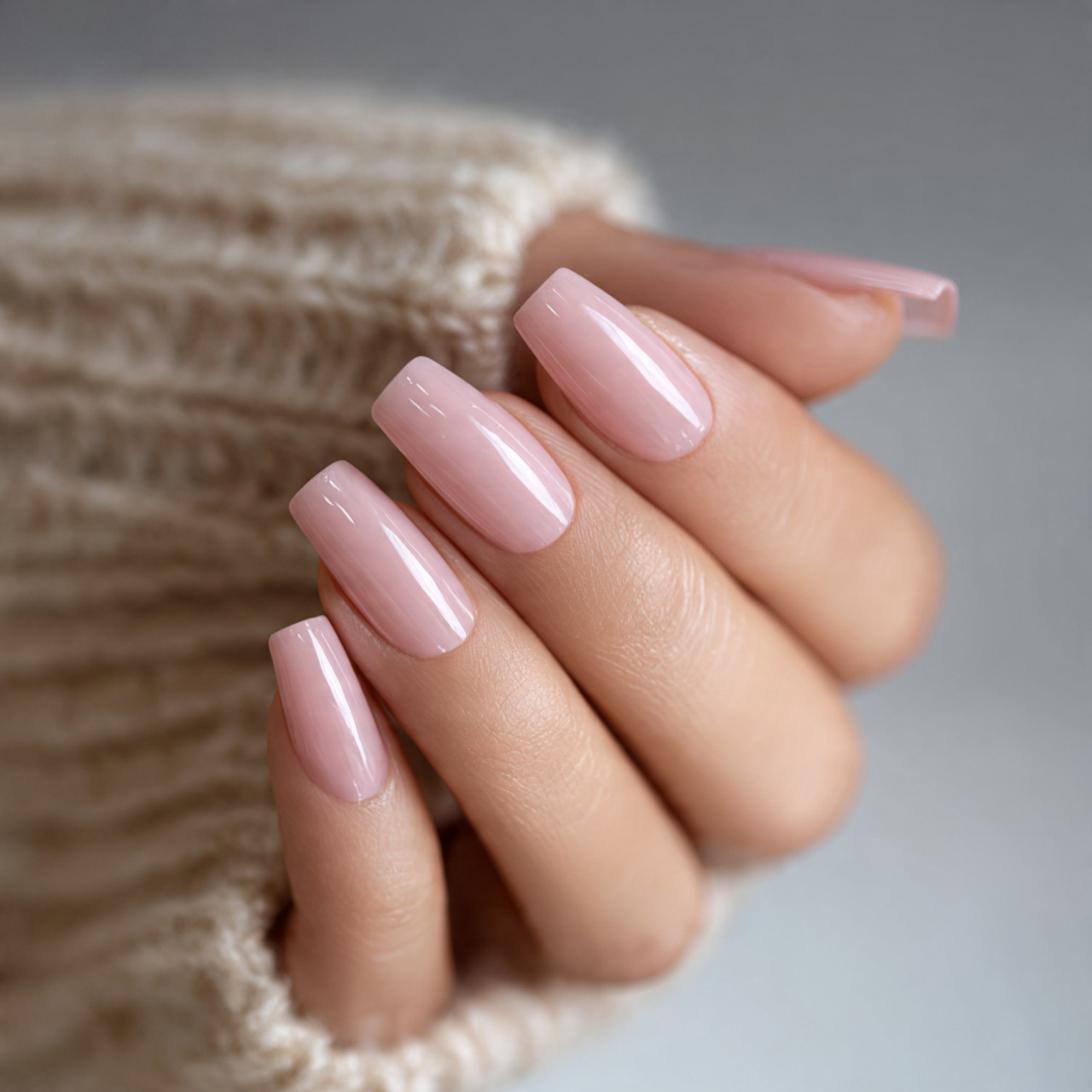 Nude Pink Coffin Nails