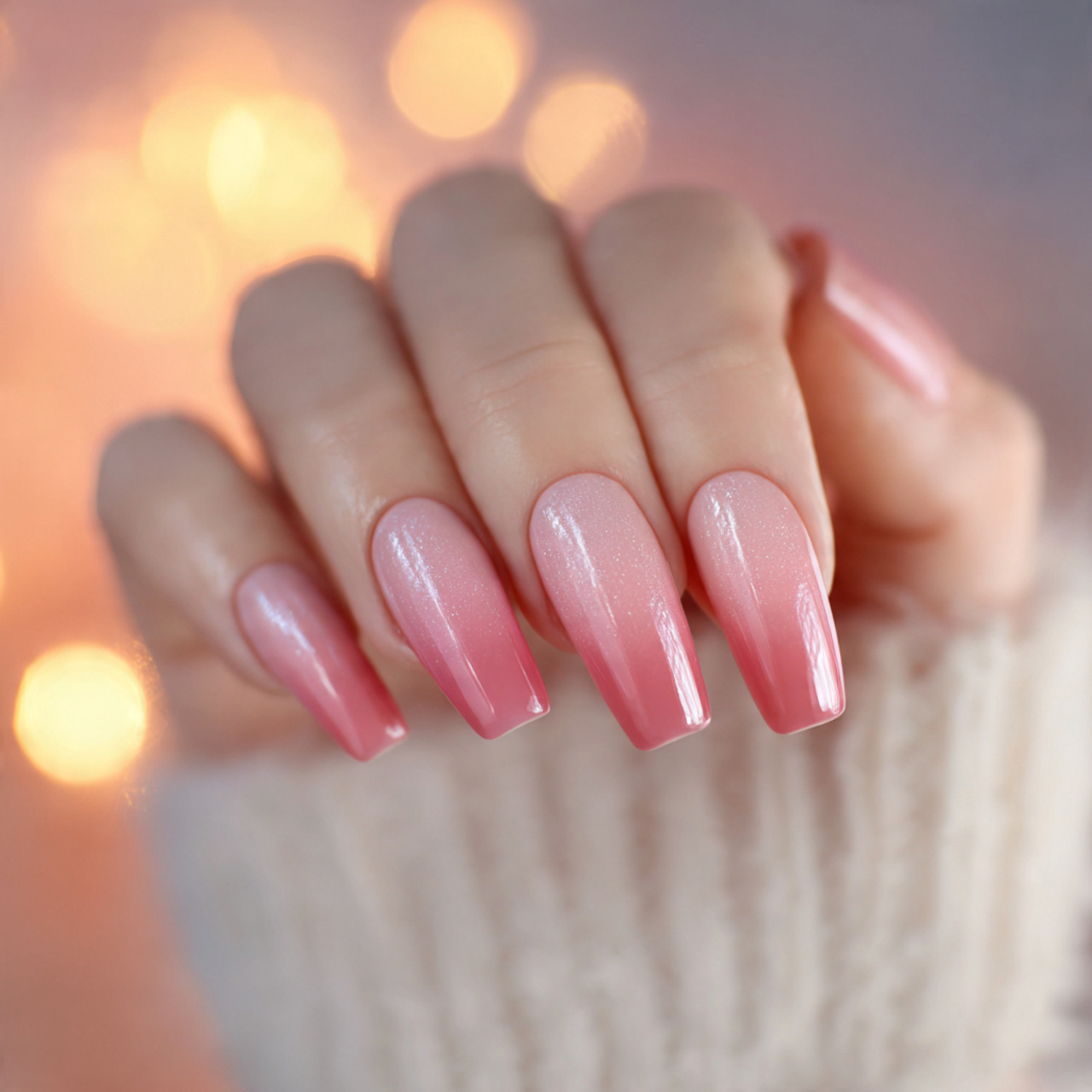 Ombre Pink Coffin Nails