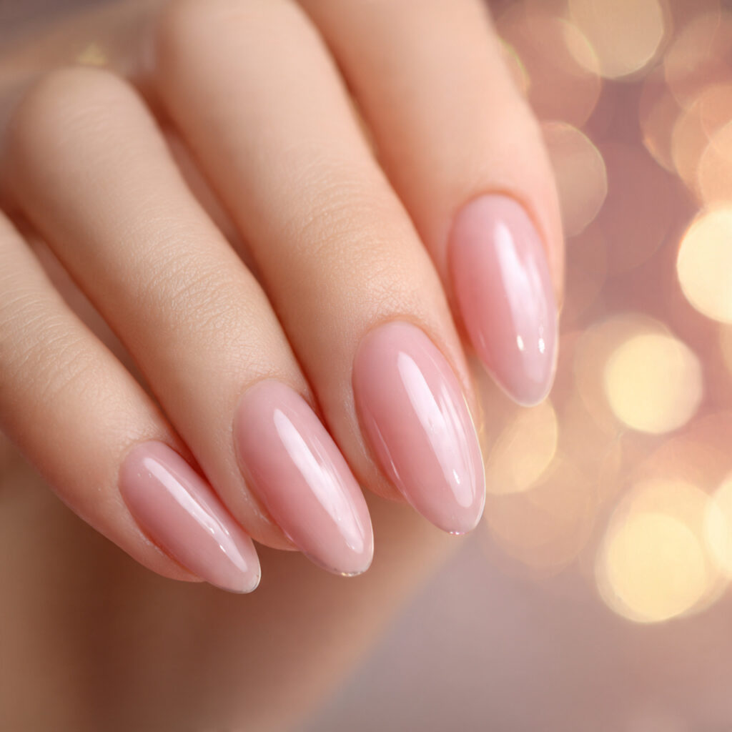 Pink Almond French Nails