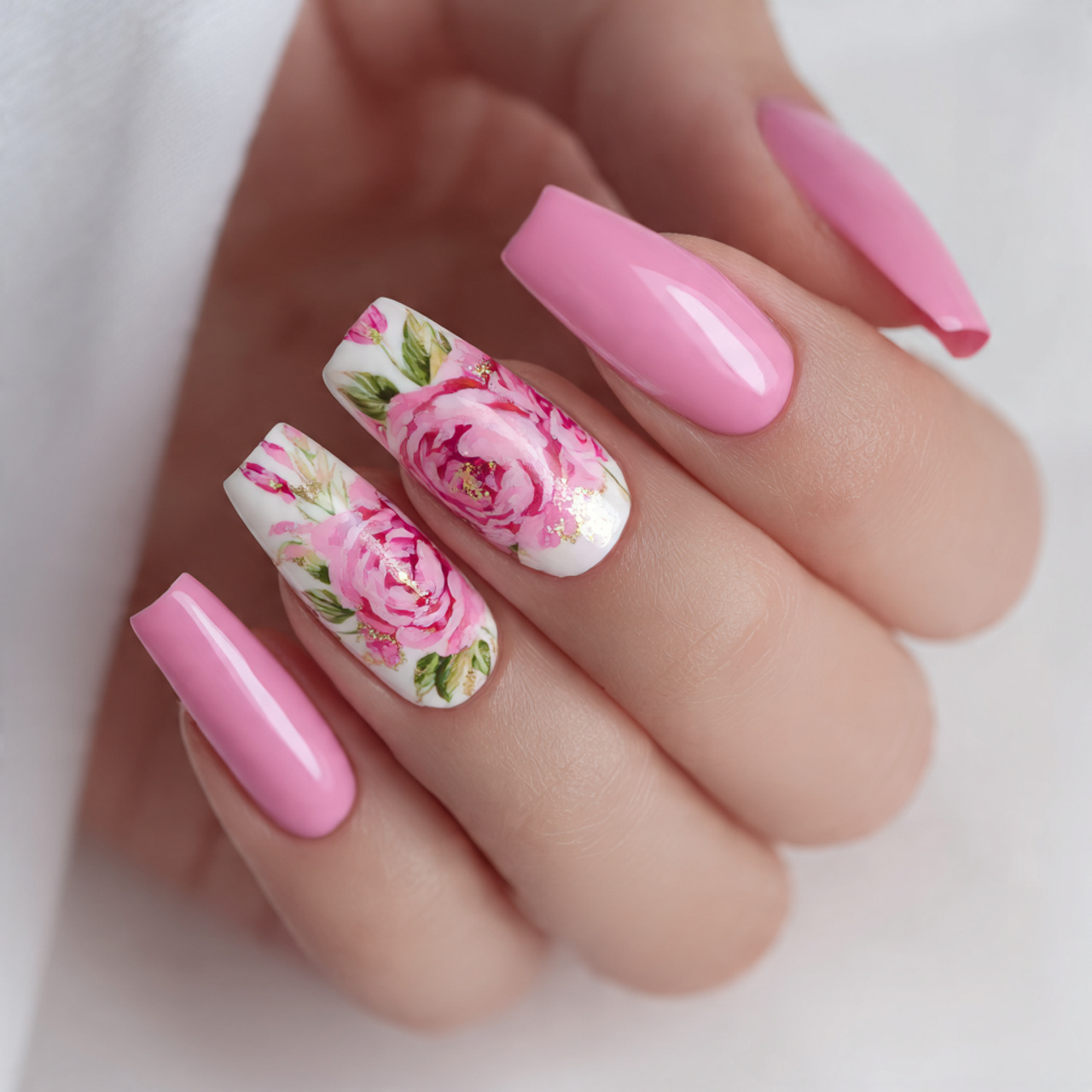 Pink Coffin Nail Designs