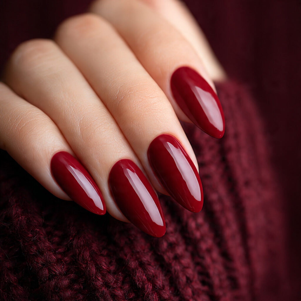 Red Almond French Nails