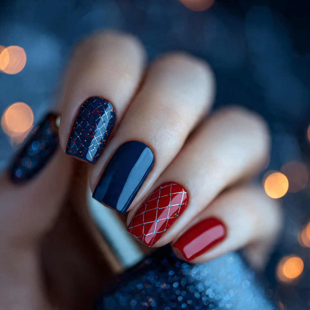 Red Nails Inspiration: 25 Stunning Designs to Copy Now 21 Red And Blue Nails