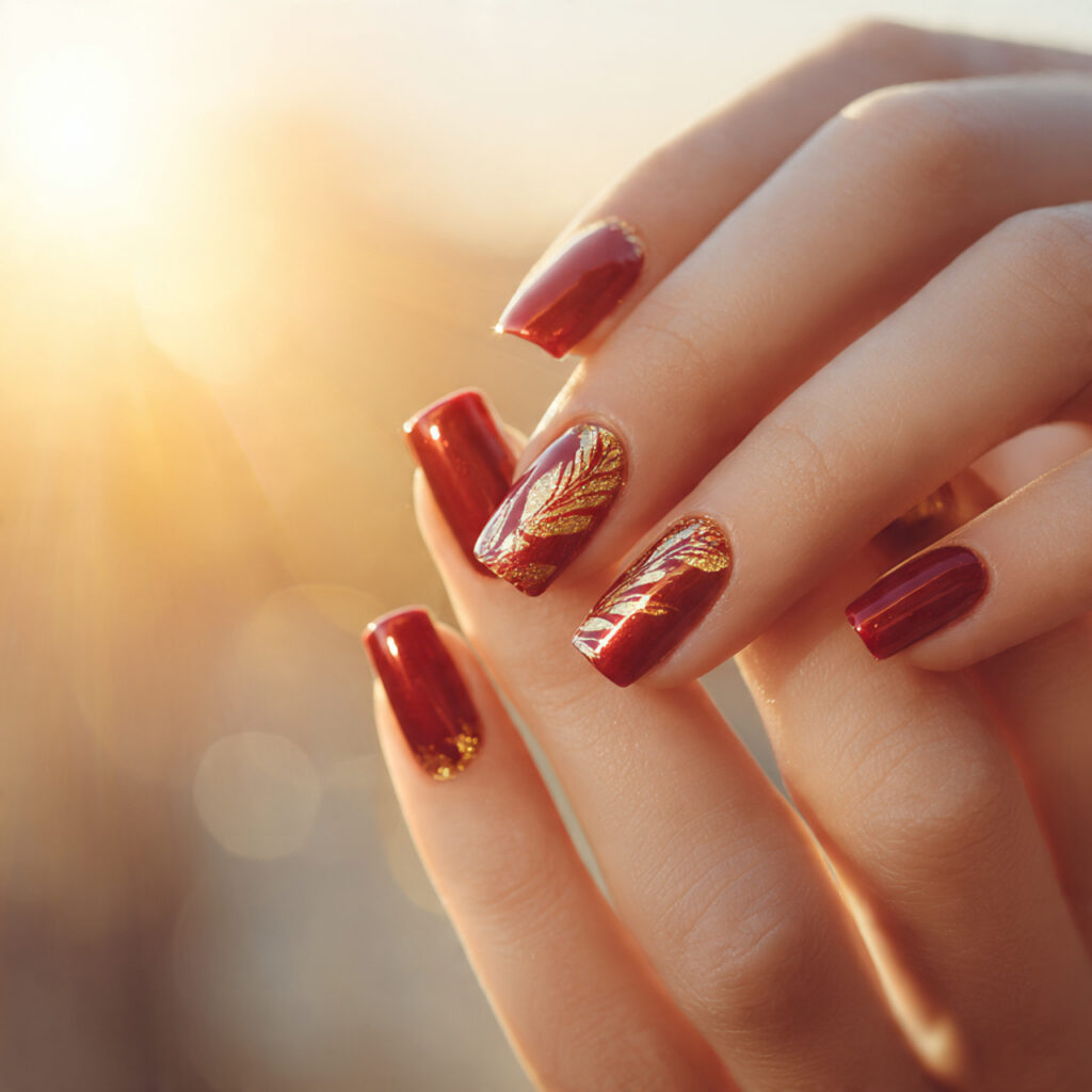 Red Nails Inspiration: 25 Stunning Designs to Copy Now 16 Red And Gold Nails