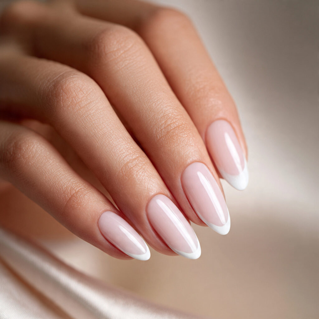 White Almond French Nails