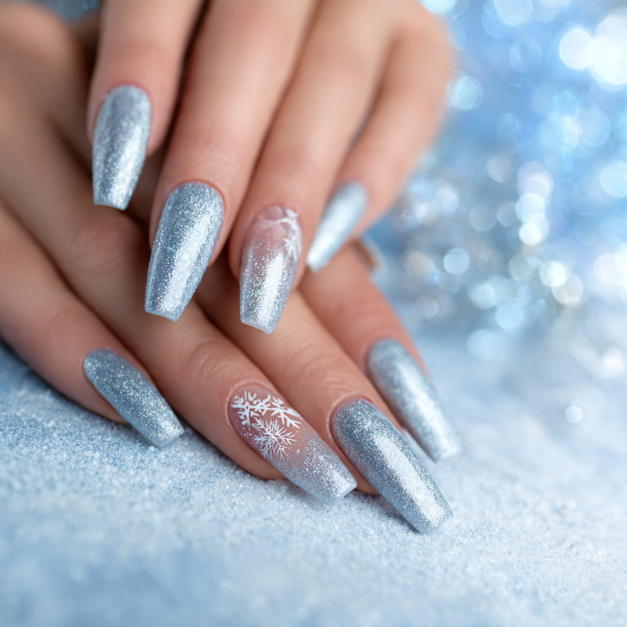 18 Gorgeous Coffin Shape Nails Ideas for a Bold Stylish Look 17 Winter Coffin Shape Nails