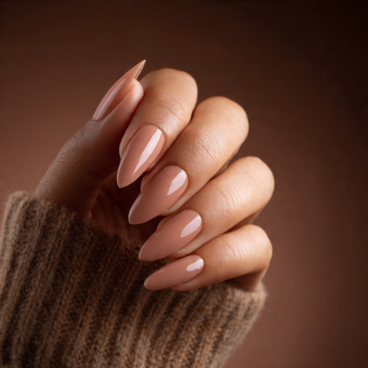 Acrylic Nude Almond Nails
