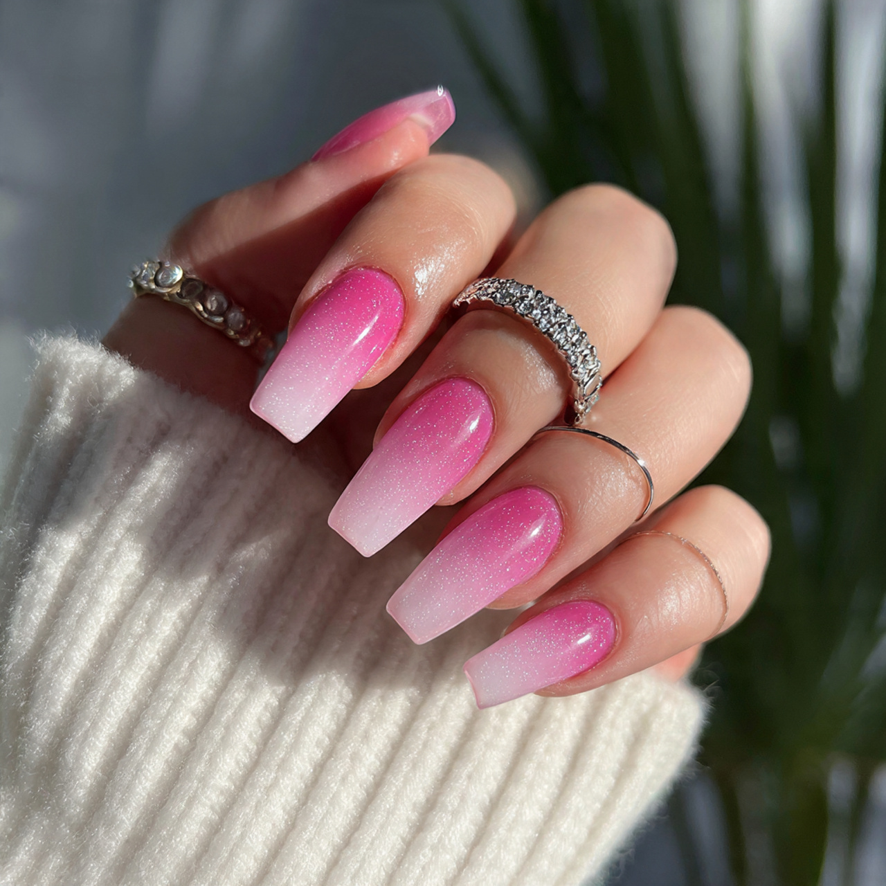 Acrylic Ombre Cute Pink Nails