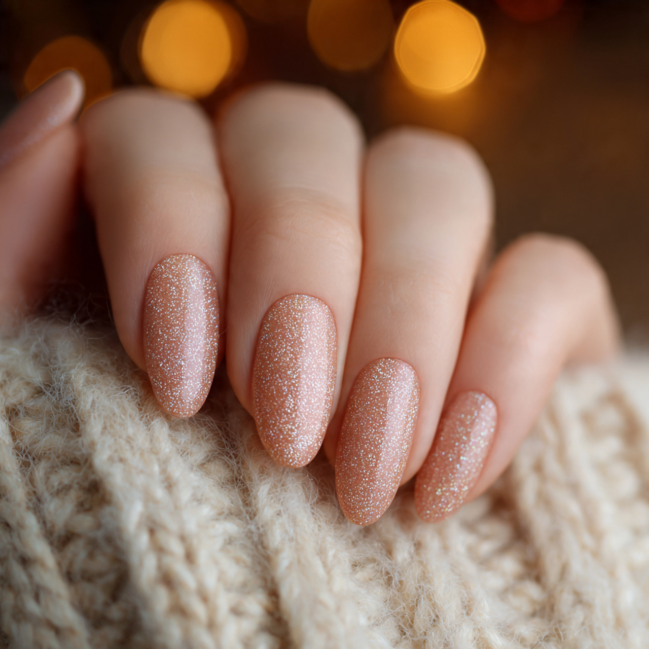 Nude Glitter Nails: 17 Stunning Styles to Sparkle in Style 8 Almond Nude Glitter Nails