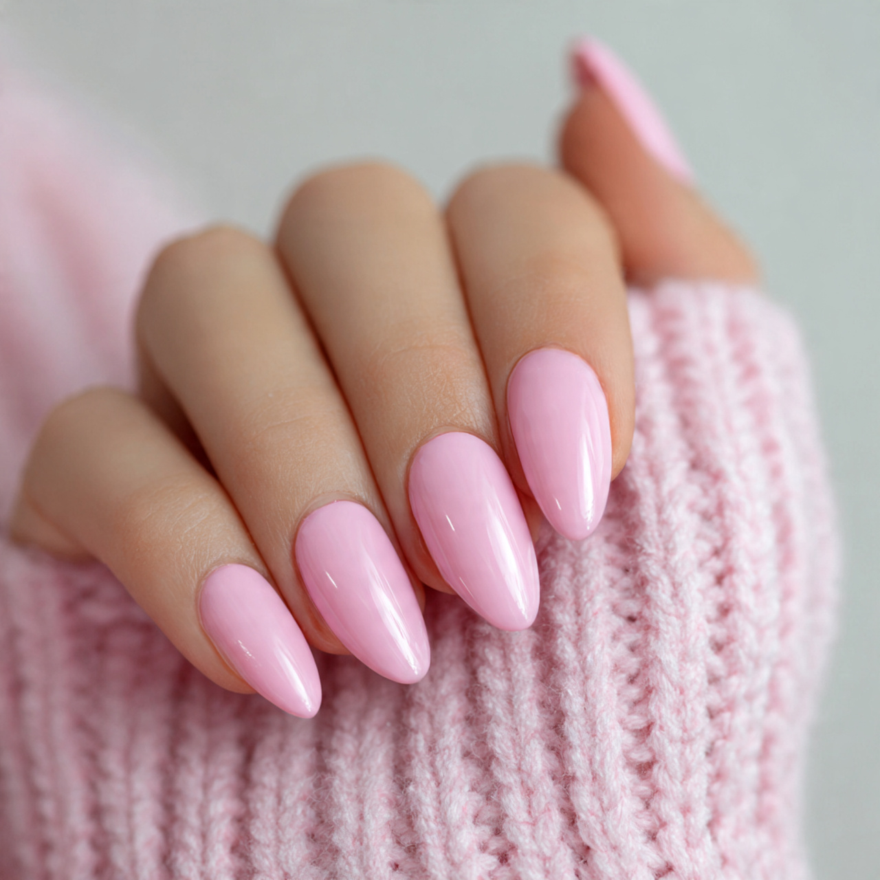 Baby Pink Almond Nails