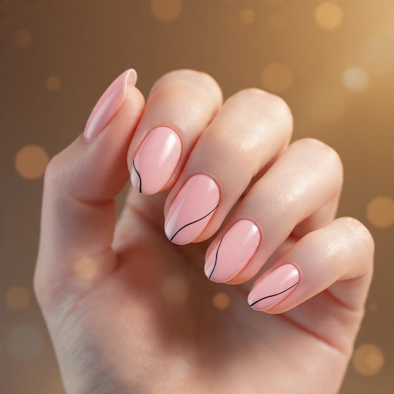 Baby Pink Nails with Minimalist Art