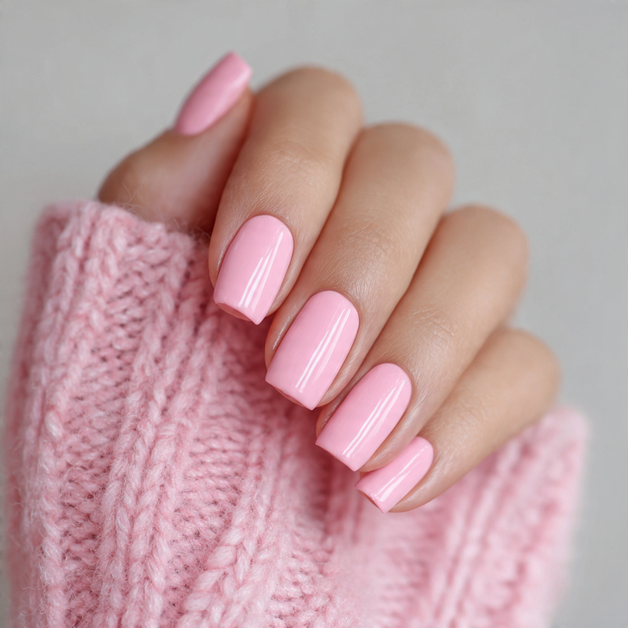 Baby Pink Square Nails