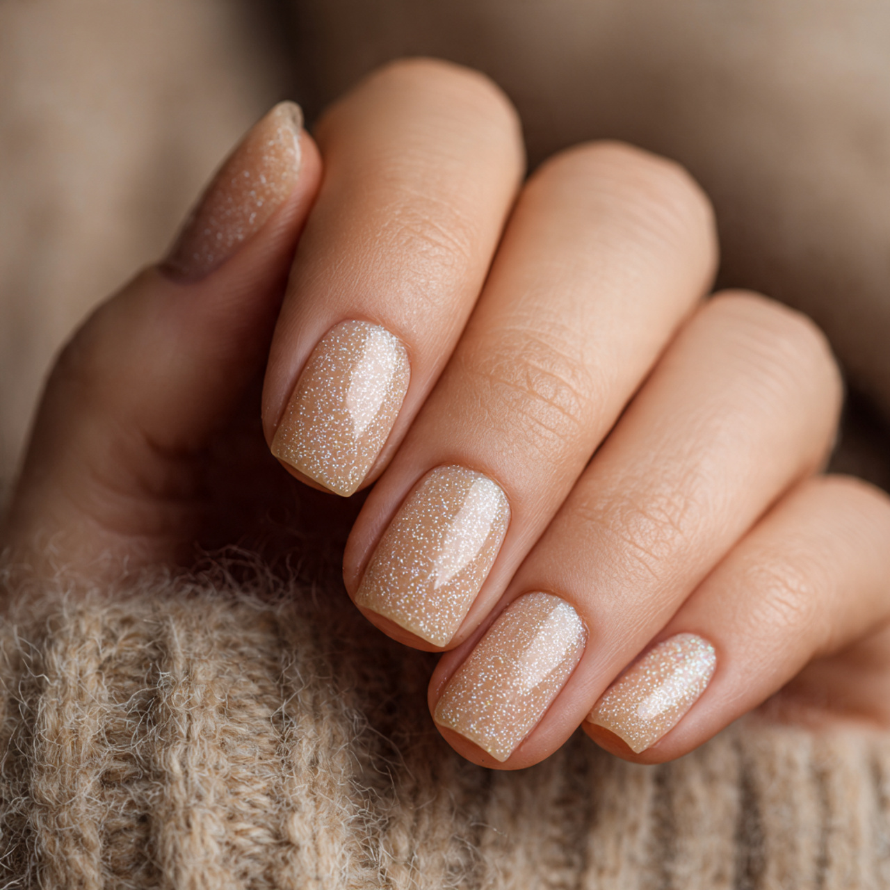 Nude Glitter Nails: 17 Stunning Styles to Sparkle in Style 10 Beige Nude Glitter Nails