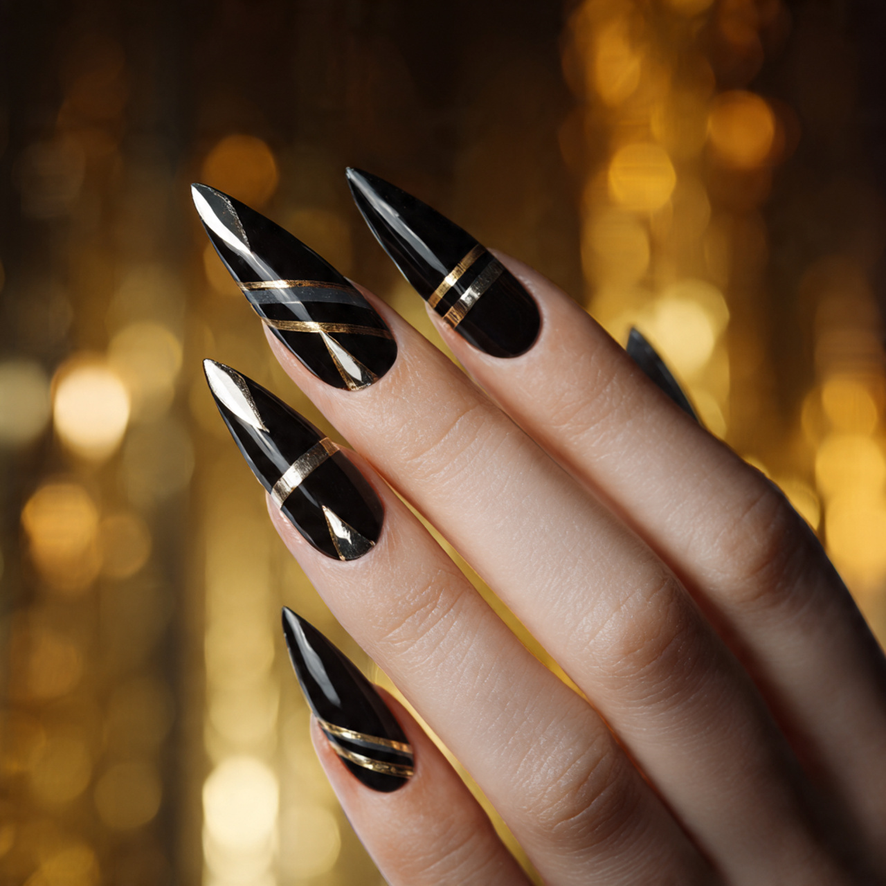 Black Stiletto Nails Designs