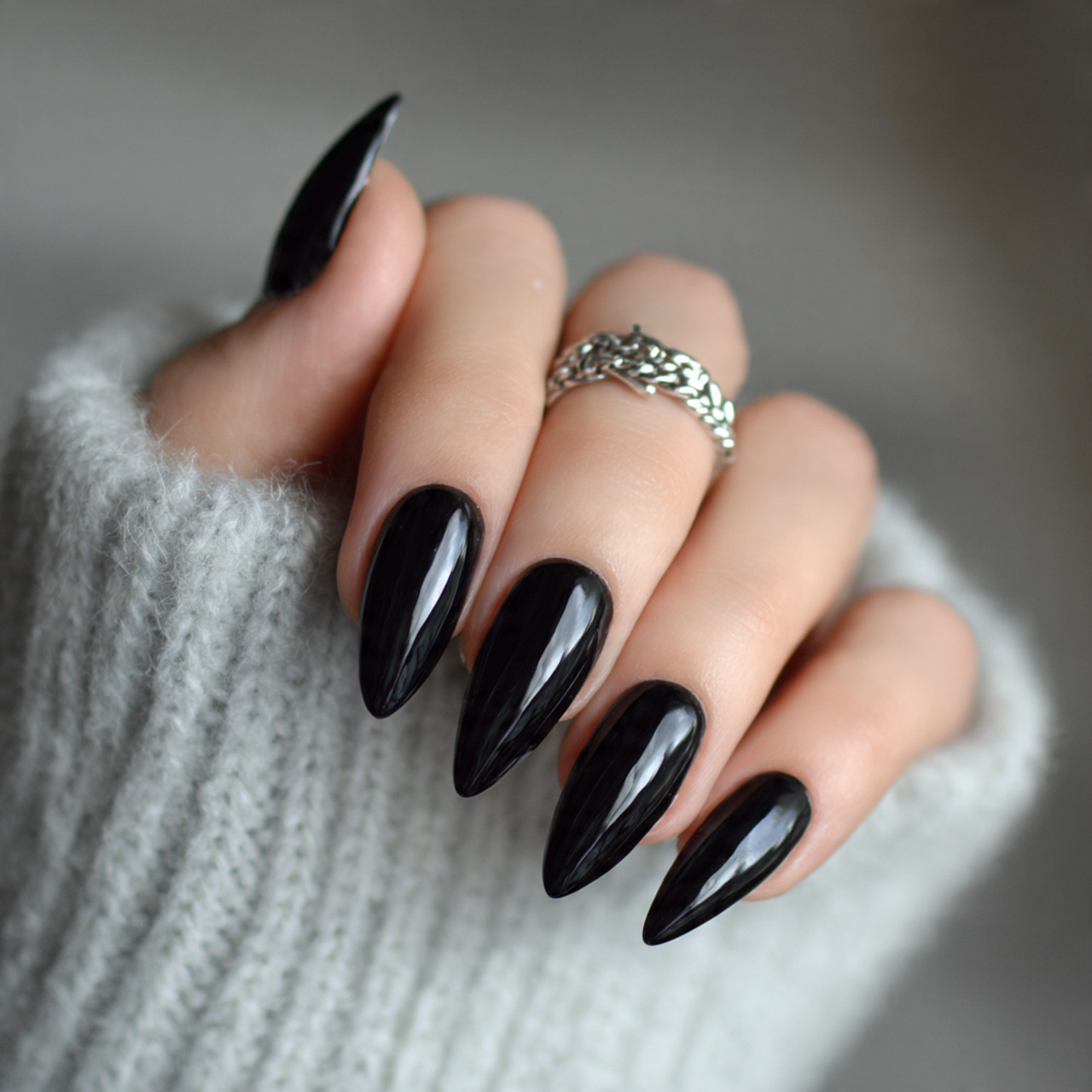 Black Stiletto Nails Minimalist Style