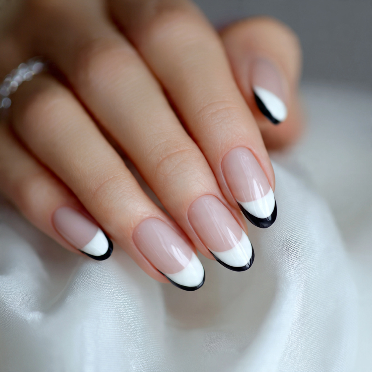 Bold French Nails Oval Designs