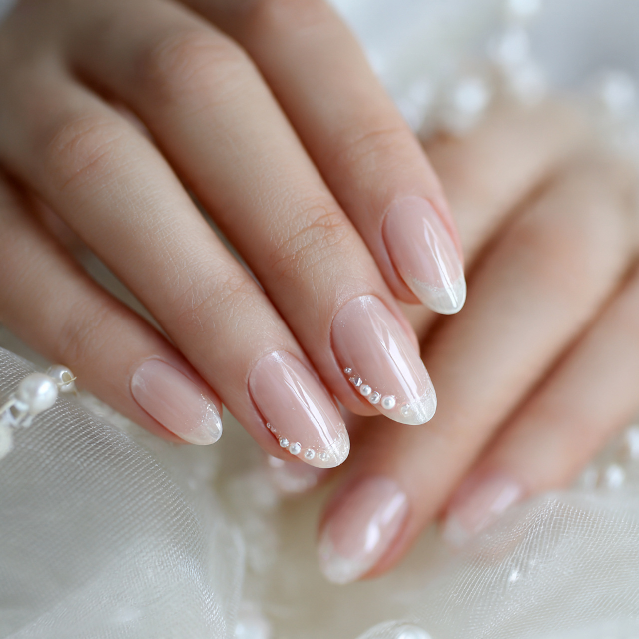 Bridal French Nails Oval Inspiration