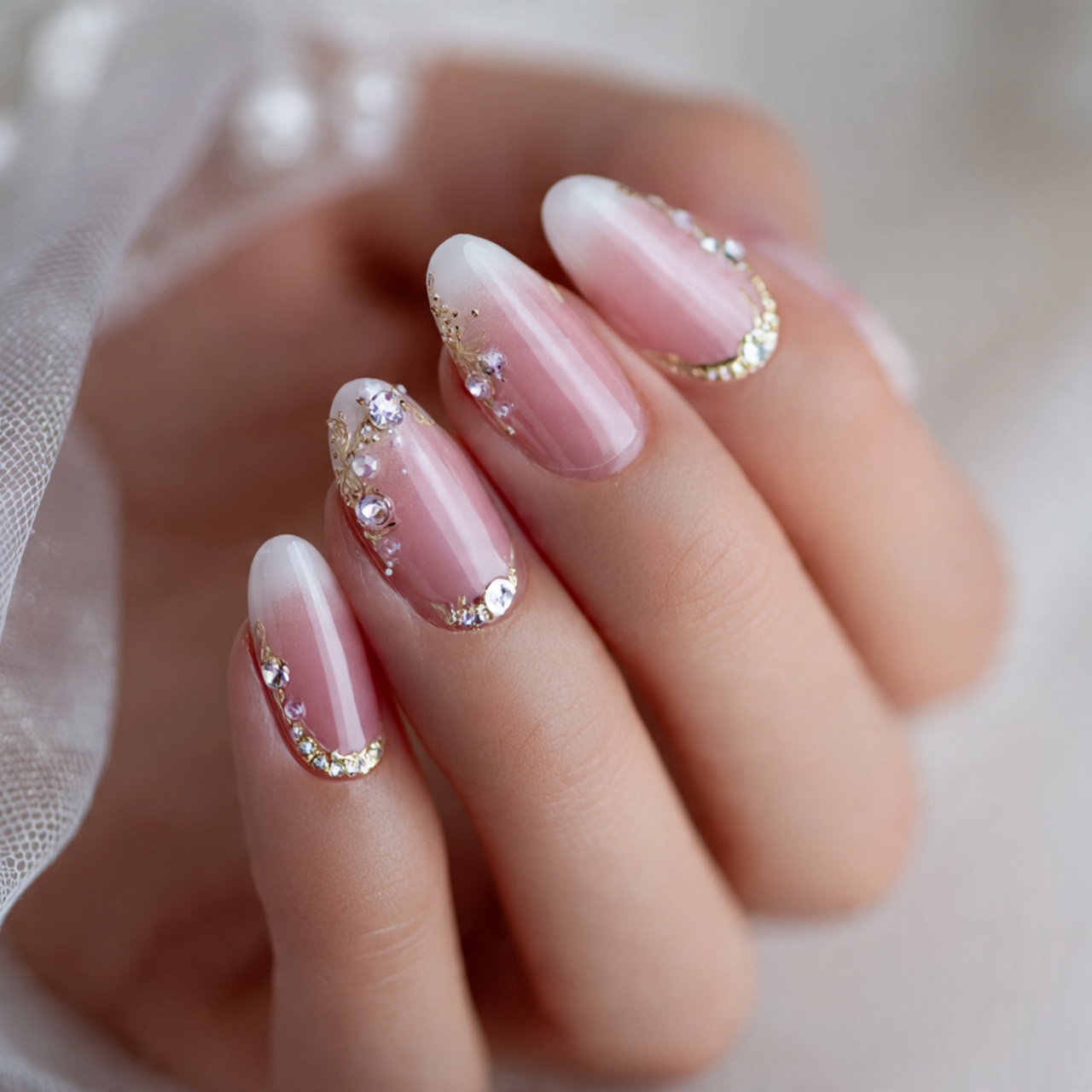 Square Oval Nails: 17 Perfect Shape for Chic, Strong Nails 10 Bridal Square Oval Nails