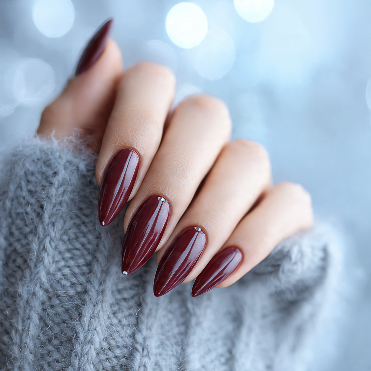 Burgundy Stiletto Nails for Winter