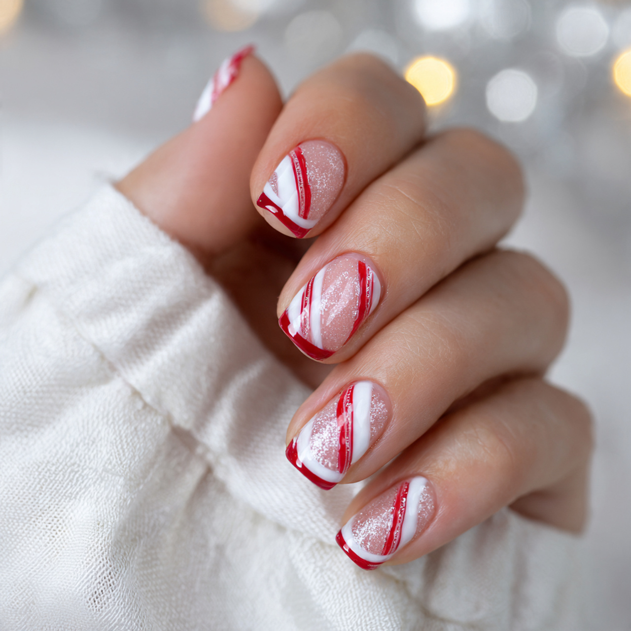 Christmas Square French Tip Nails