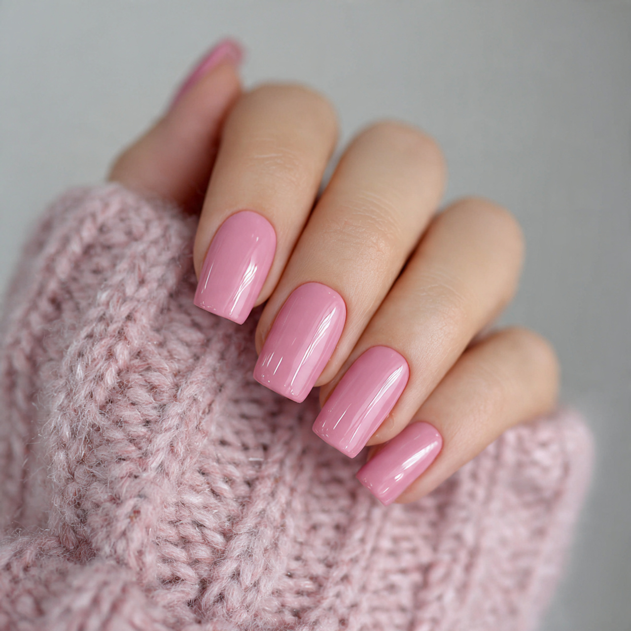 Classic Pink Square Nails