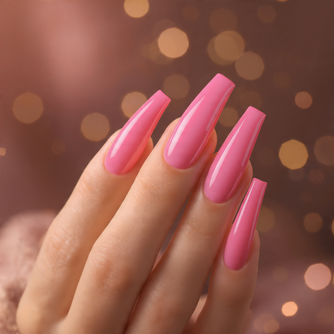 Cute Pink Coffin Nails