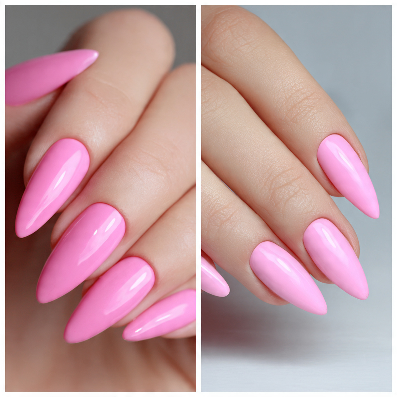 Coffin vs Stiletto Pink Nails
