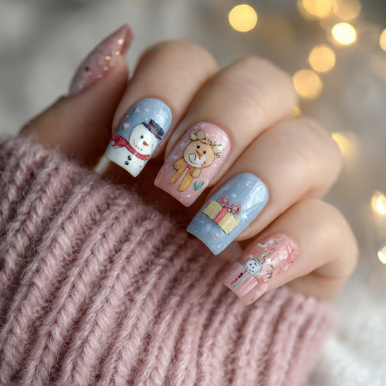 Cute Christmas Square Nails