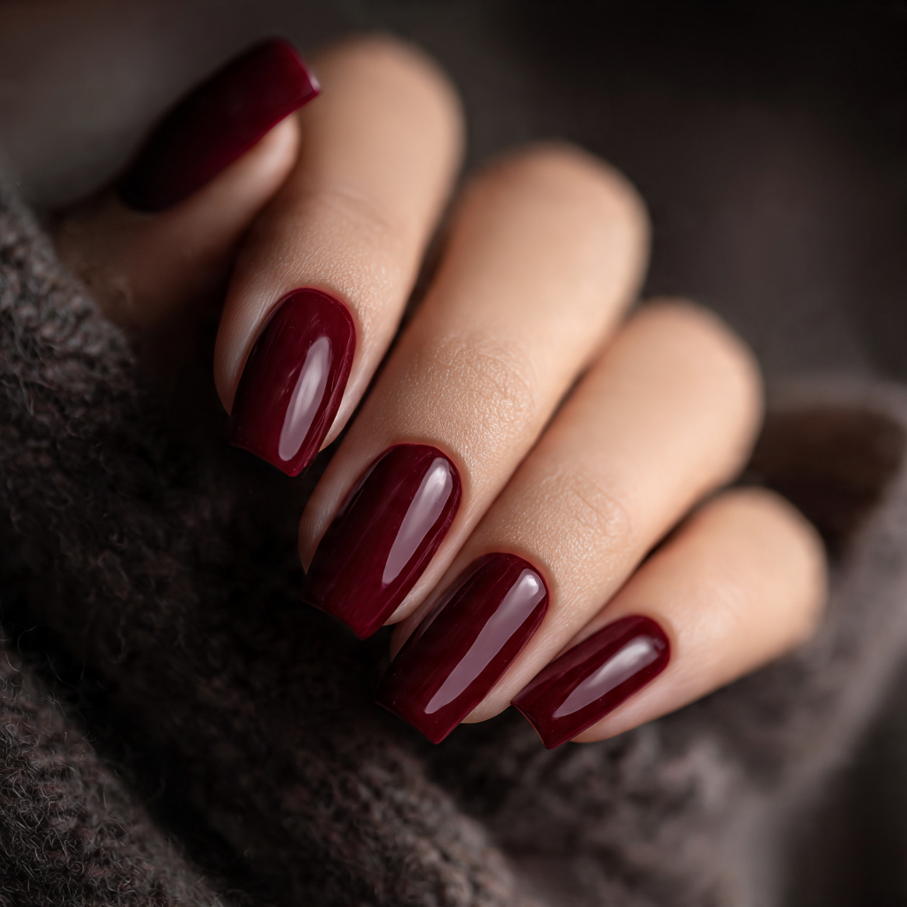 Dark Red Square Nails Styles