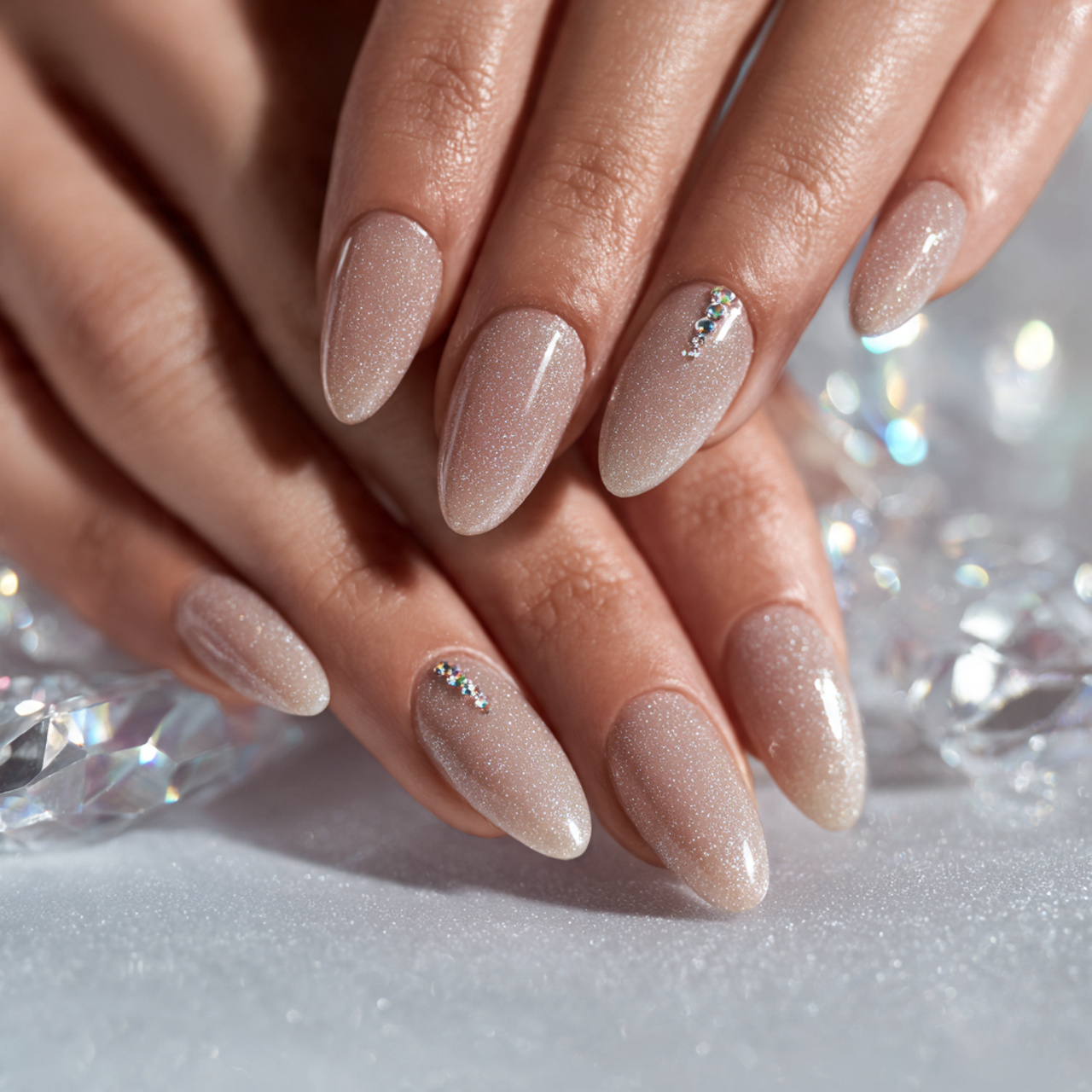 Nude Glitter Nails: 17 Stunning Styles to Sparkle in Style 13 Nude Glitter Nails for Dark Skin