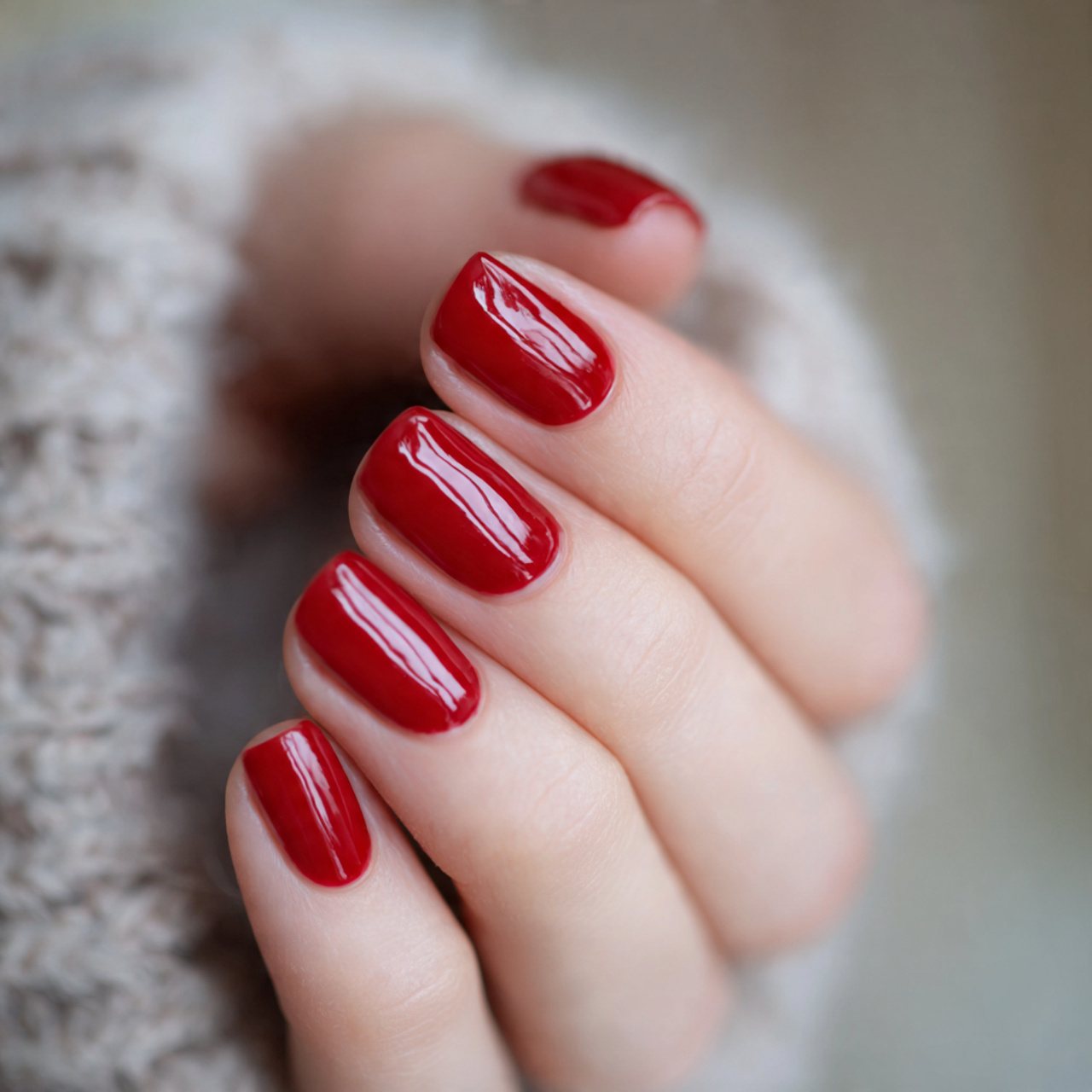 DIY Red Square Nails
